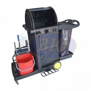 Janitor Cart Full Cover c/w Double Bucket (Black) (R40)